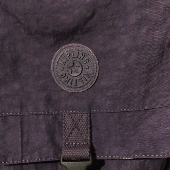 Kipling purple cross body messenger logo pockets monkey 10x11 - Picture 7 of 9